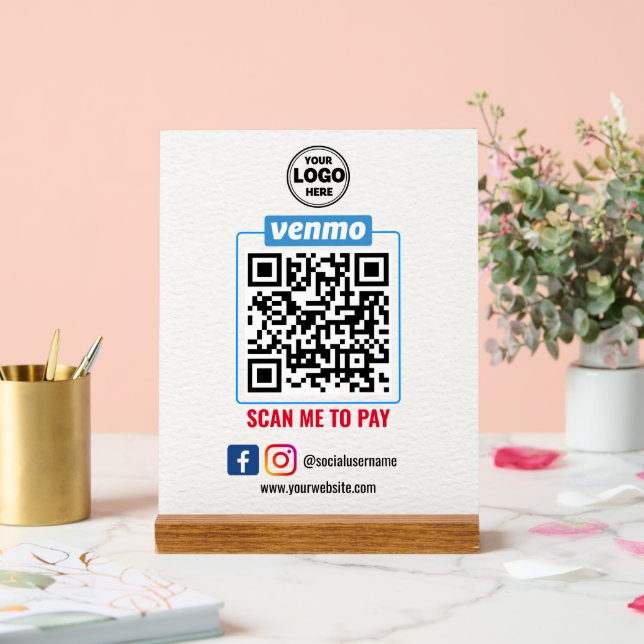 Venmo QR Code Payment | Wight Scan to Pay Business Acrylic Sign (Wedding)