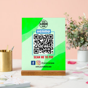 Venmo QR Code Payment Wight Scan to Pay Business Acrylic Sign