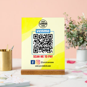 Venmo QR Code Payment Wight Scan to Pay Business Acrylic Sign