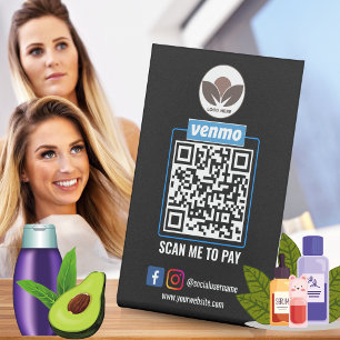 Venmo QR Code Payment Wight Scan to Pay Business Pedestal Sign