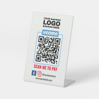Venmo QR Code Payment | Wight Scan to Pay Business Pedestal Sign