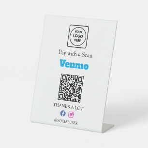 Venmo QR Payment Display Stand Logo Pedestal Sign