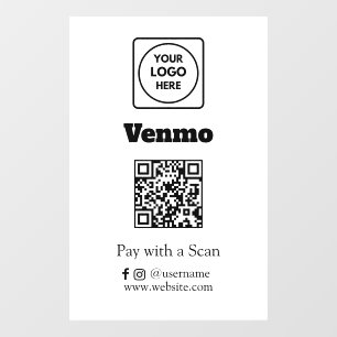 Venmo QR Payment   Scan to Pay Business Display Window Cling
