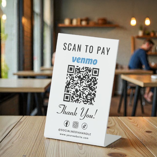 Venmo Scan to Pay QR Code Tabletop Pedestal Sign (Venmo Scan to Pay QR Code Tabletop Pedestal Sign)