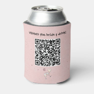 Venmo the Bride A Drink Custom QR Code Can Cooler