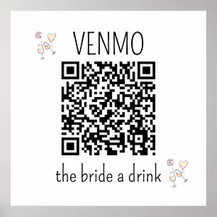 VENMO the Bride a Drink QR Code Bachelorette Party Poster