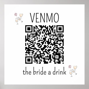 VENMO the Bride a Drink QR Code Bachelorette Party Poster