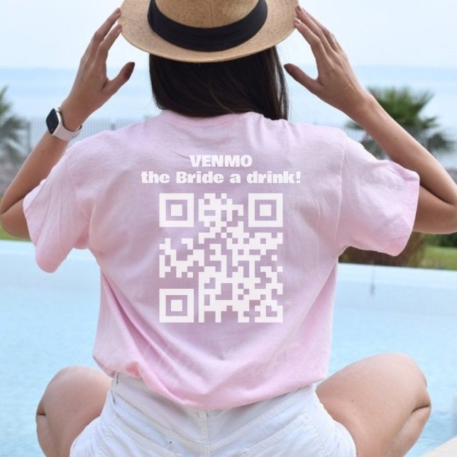 Venmo The Bride A Drink QR Code Champagne Toast  T-Shirt (Creator Uploaded)
