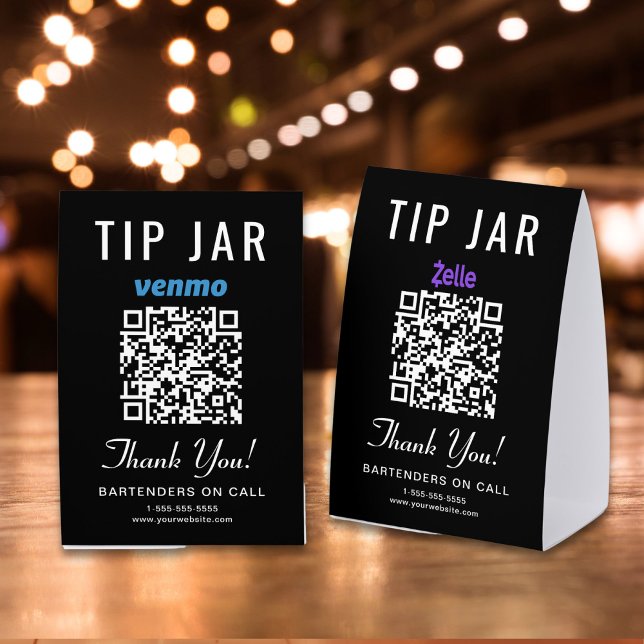 Venmo Zelle Tip Jar QR Black Business (Creator Uploaded)