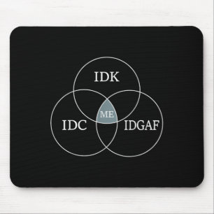 Venn Diagram Idgaf Funny Meme Science Scifi Idc Id Mouse Mat