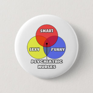 Venn Diagram .. Psychiatric Nurses 6 Cm Round Badge
