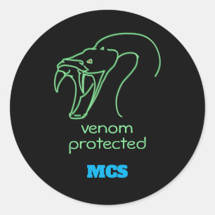 Venom Protected slogan - Snake Head and Fangs logo Classic Round Sticker