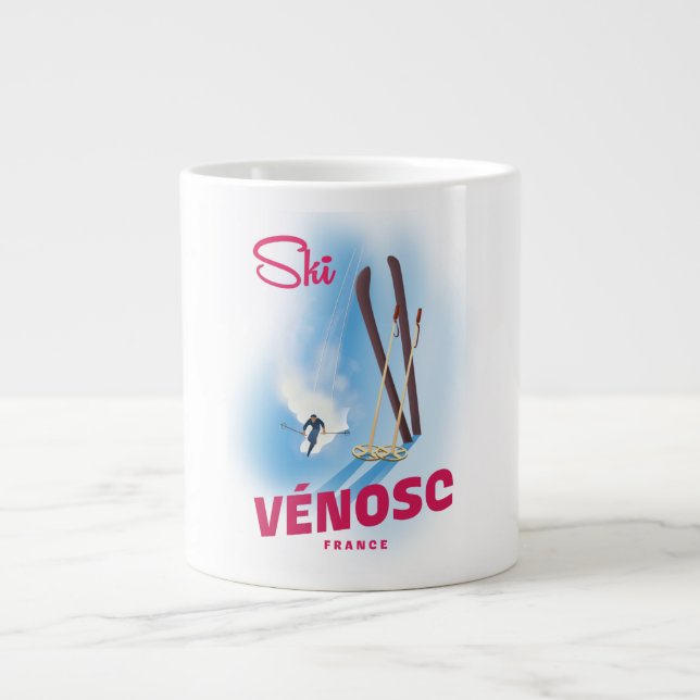 Vénosc France to Ski Large Coffee Mug (Front)