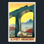 Ventage Art Deco Armenia Travel Tourism Poster<br><div class="desc">This is a digitally enhanced print of a vintage 1935 travel tourism lithograph about the Soviet Armenia featuring a bridge with a steam locomotive train going over a 1930's automobile.</div>