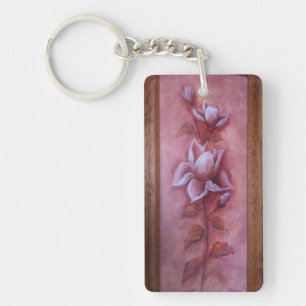 Ventage florwer Rectangle double sided key Ring