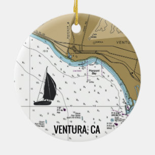 Ventura CA Sailing Ceramic Tree Decoration
