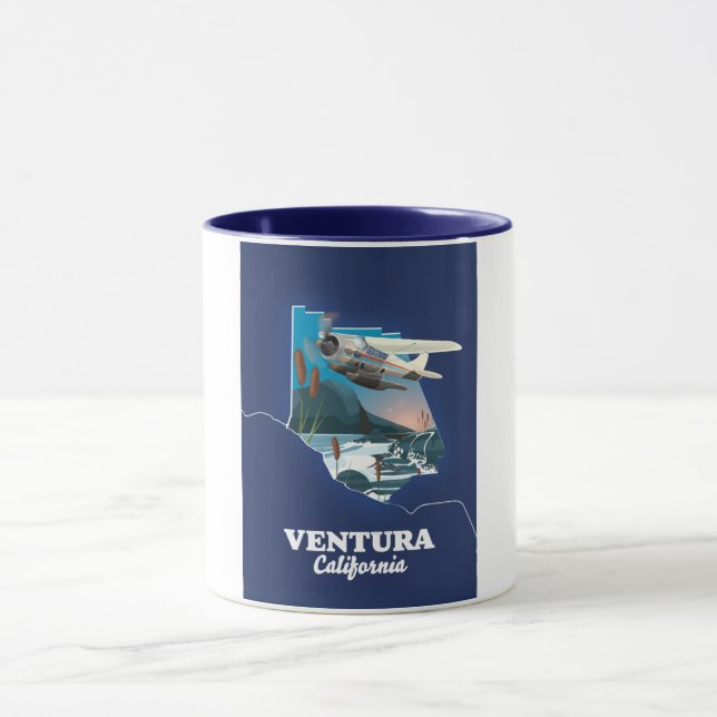 Ventura California travel map Table Number Mug (Center)