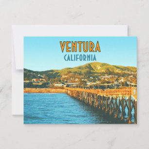 Ventura Pier Beach California Vintage Flat Card
