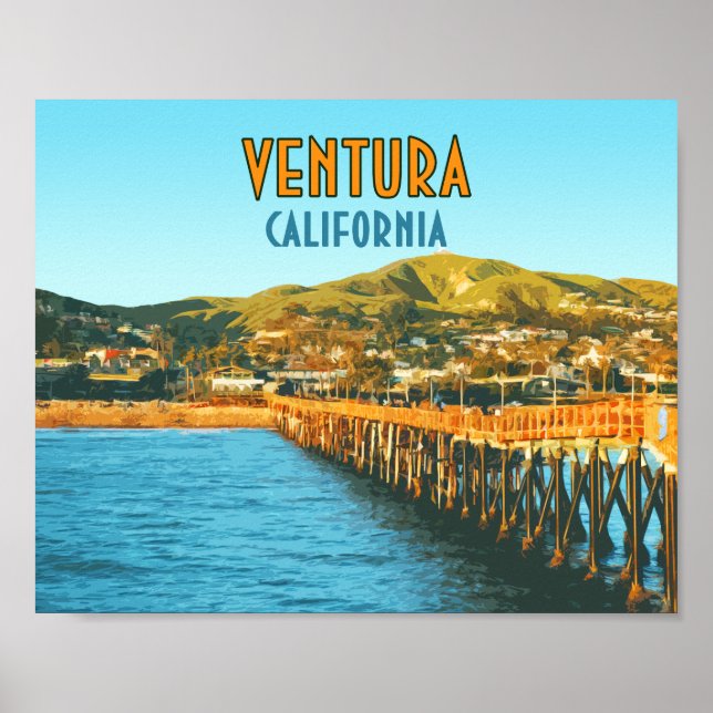 Ventura Pier Beach California Vintage Poster (Front)