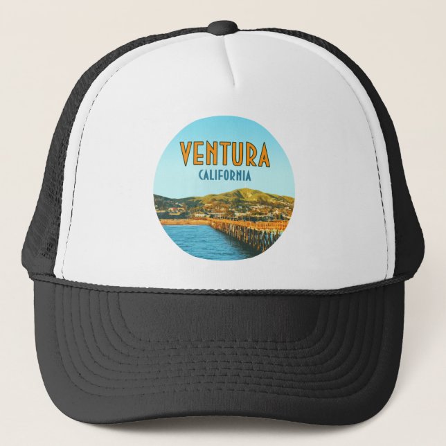 Ventura Pier Beach California Vintage Trucker Hat (Front)