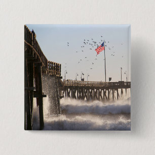 Ventura Pier Waves El Nino 15 Cm Square Badge