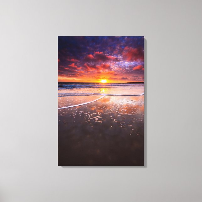 Ventura State Beach At Sunset Canvas Print (Front)