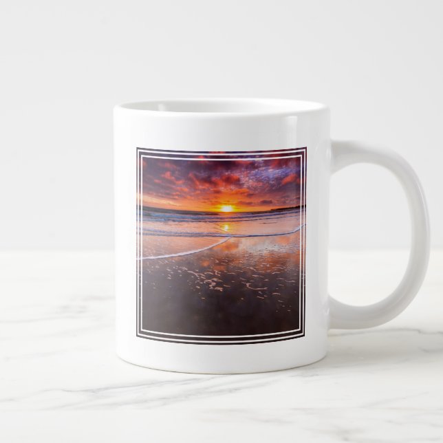 Ventura State Beach At Sunset Large Coffee Mug (Right)