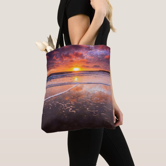 Ventura State Beach At Sunset Tote Bag (Close Up)