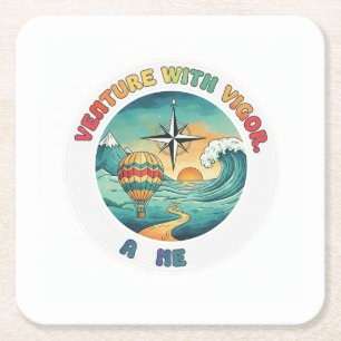 Venture with Vigour – Bold Spirit Tee Square Paper Coaster