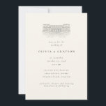 Venue Illustration Old Money Aesthetic, Wedding  Invitation<br><div class="desc">Venue Illustration Old Money Aesthetic Wedding - featuring an original artists rendering of a classic American mansion. Wedding invitation features minimal modern typography.</div>