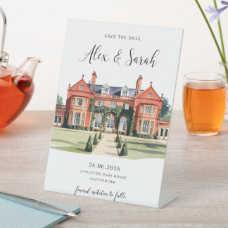 Venue Save the Date Card Wedding Venue Pedestal Sign