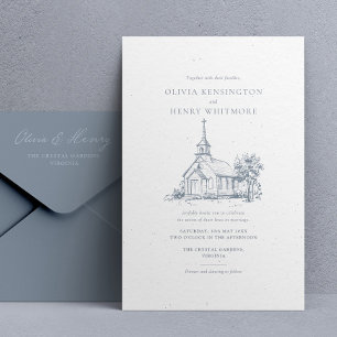 Venue Sketch Church Wedding Invitation