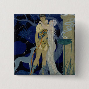 Venus and Adonis (colour litho) 15 Cm Square Badge