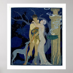 Venus and Adonis (colour litho) Poster