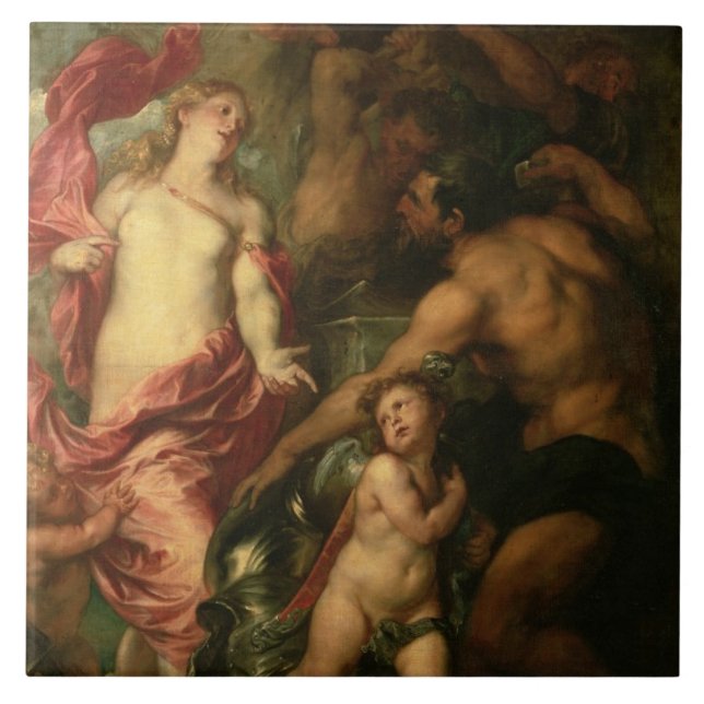 Venus asking Vulcan for the Armour of Aeneas (oil Tile (Front)