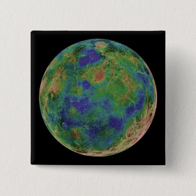 Venus centred on the South Pole 15 Cm Square Badge (Front)