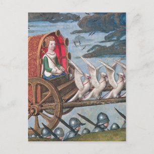 Venus comes to the rescue on a chariot drawn postcard