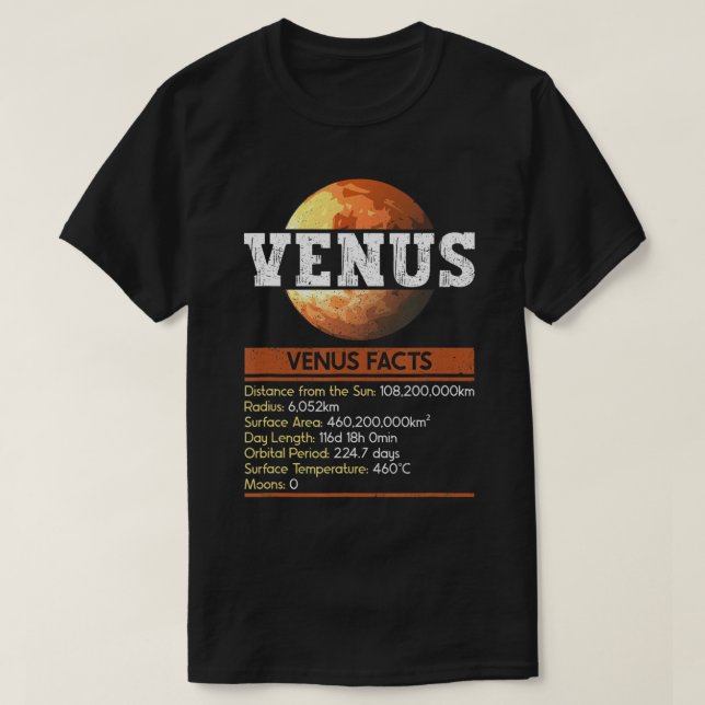 Venus Facts - Venus Planet Space Lover T-Shirt (Design Front)