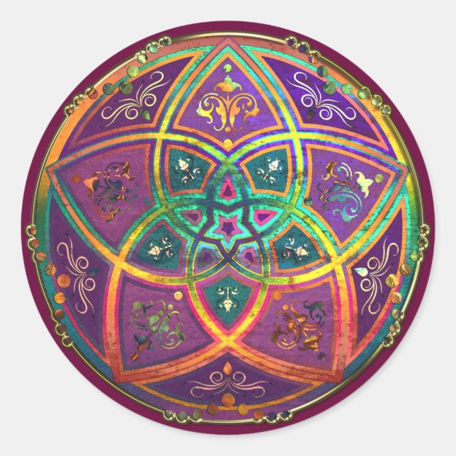 Venus Flower of Love fineART Oriental Antique Gold Classic Round Sticker (Front)