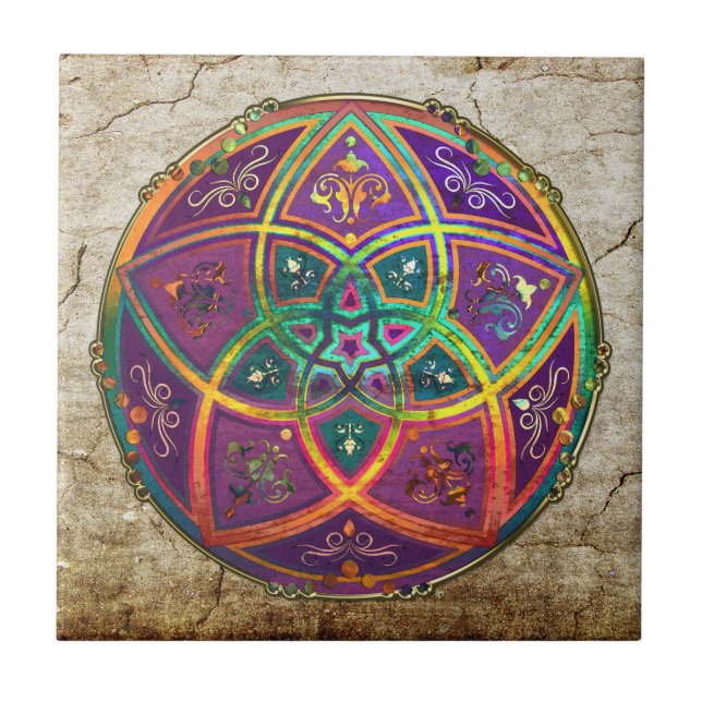 Venus Flower of Love fineART Oriental Antique Gold Tile (Front)