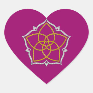 VENUS FLOWER / Venusblume Lotus GOLD SILVER Heart Sticker