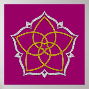 VENUS FLOWER / Venusblume Lotus GOLD SILVER Poster