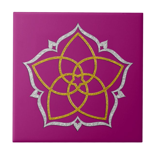 VENUS FLOWER / Venusblume Lotus GOLD SILVER Tile (Front)