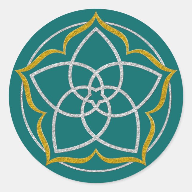 VENUS FLOWER / Venusblume Lotus SILVER GOLD Classic Round Sticker (Front)