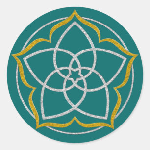 VENUS FLOWER / Venusblume Lotus SILVER GOLD Classic Round Sticker