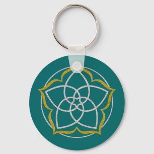 VENUS FLOWER / Venusblume Lotus SILVER GOLD Key Ring