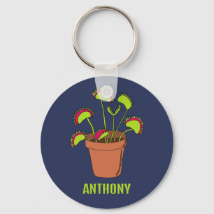 Venus Fly Trap Plant Illustration Personalised Key Ring