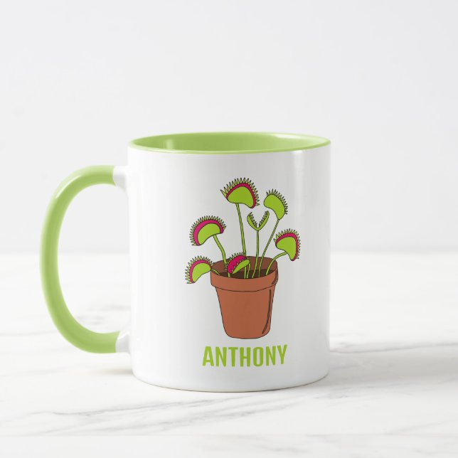 Venus Fly Trap Plant Illustration Personalised Mug (Left)