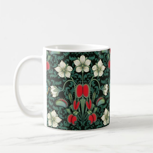 Venus Flytrap and Blue Butterfly Coffee Mug (Left)