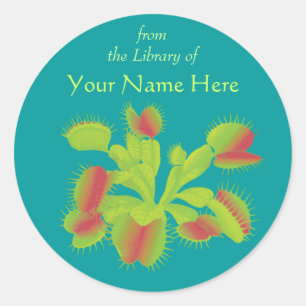 Venus Flytrap Botanical Book Plate Classic Round Sticker